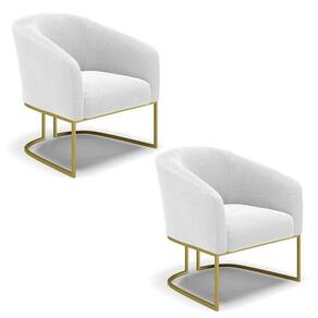 Cadeira Sala De Jantar Base Industrial Dourada Kit 2 Stella Bouclê D03 - D`rossi Cor Off White