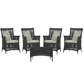 4 Poltronas E 1 Mesa Igapó Alumínio Preta Corda Náutica E3 Preto
