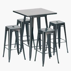 Mesa Alta Bistro Café Bar Tolix Com 4 Banquetas Tolix Iron Ferro