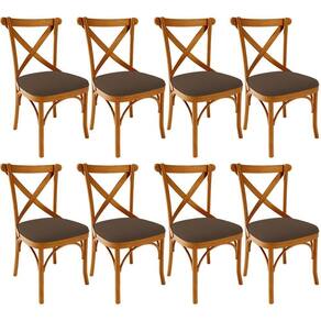 Kit 08 Cadeiras Para Sala De Jantar E Estar Living Estofada ávila L02 Suede Marrom