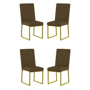 Kit 4 Cadeiras Para Mesa De Jantar Base Industrial Dourado Balaqui Marrom