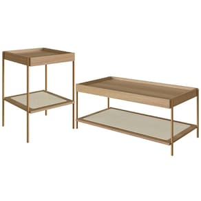 Conjunto Mesa De Centro E Mesa Lateral Para Sala Industrial Indy A03 Hanover Dourado