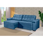 Sofá Retrátil e Reclinável 2,10m ESTILO ESTOFADOS - PARIS 2 módulos com Velusoft D33 "AZUL"