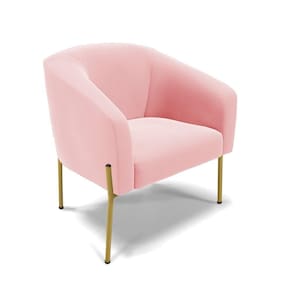 Cadeira Sala De Jantar Pé De Ferro Dourado Stella Suede D03 - D`rossi Cor Rosa Bebê