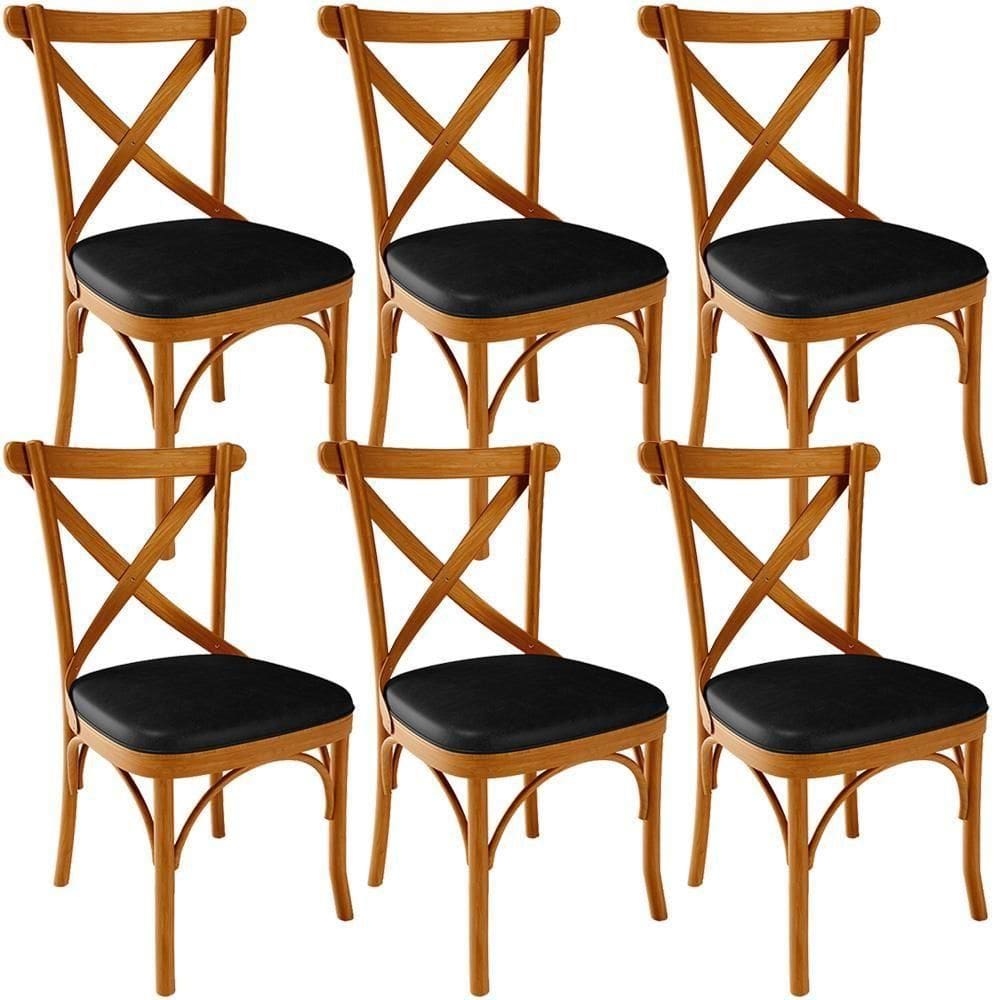 Kit 06 Cadeiras Para Sala De Jantar E Estar Living Estofada ávila L02 Couríssimo Preto