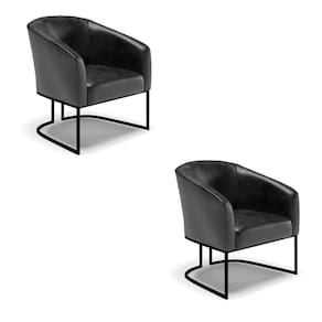 Cadeira Sala De Jantar Industrial Preto Kit 2 Stella Sintético Pu D03 - D`rossi Cor Preto