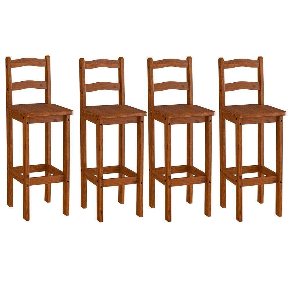 Kit 4 Banquetas Para Bancada Madeira Maciça Imperial Imbuia Fosco