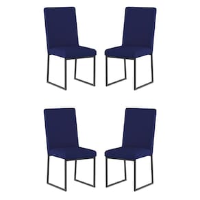 Kit 4 Cadeiras Para Mesa De Jantar Base Industrial Preto Balaqui Azul Marinho