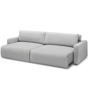 Sofá Retrátil Reclinável Para Sala De Estar Living 270cm Sevilha F04 Bouclê Cinza