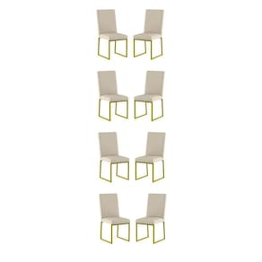 Kit 8 Cadeiras Estofadas Base De Ferro Para Mesa De Jantar Bege