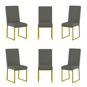 Kit 6 Cadeiras Para Mesa De Jantar Base Industrial Dourado Balaqui Cinza