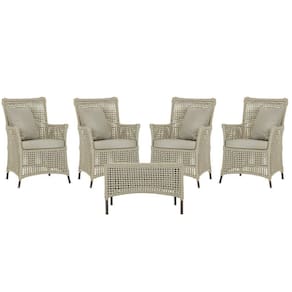 4 Poltronas E 1 Mesa Igapó Alumínio Marrom Corda Náutica E7 Rami
