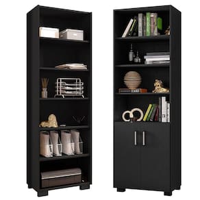 Kit Livreiro 2 Portas Pequenas Livreiro 5 Prateleiras Office Preto