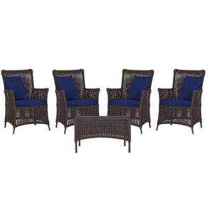 4 Poltronas E 1 Mesa Igapó Alumínio Marrom Corda Náutica E10 Marrom