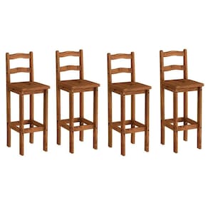 Kit 4 Banquetas Para Bancada Madeira Maciça Rustic Line Cera