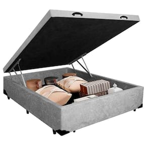 Cama Box Baú Viúva Serene Suede Cinza 44x128x188