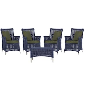 4 Poltronas E 1 Mesa Igapó Alumínio Fendi Corda Náutica E13 Azul