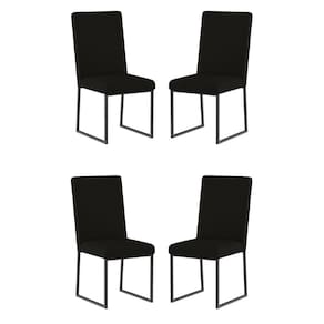 Kit 4 Cadeira Estofadas Base De Ferro Preto Para Mesa Jantar Preto