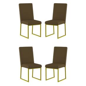 Kit 4 Cadeiras Estofadas Base De Ferro Para Mesa De Jantar Marrom