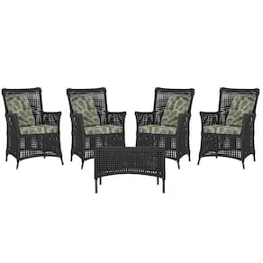 4 Poltronas E 1 Mesa Igapó Alumínio Marrom Corda Náutica E5 Preto