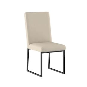 Cadeira De Jantar Com Base Ferro Preto Luxo Balaqui Decor Cor:bege Bege