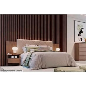 Cabeceira Cama Box Madeirado Cor Cumaru Casal Everest Plus 2 Mesas C/ 2 Gavetas Cumaru -  Horizonte