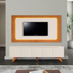 Painel Grecia E Rack Grecia Com Led Tv 65" Cor:off/naturalle