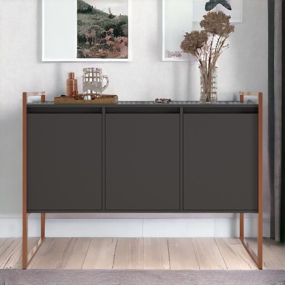 Buffet Aparador 3 Portas Sydney Preto Cobre Preto Cobre