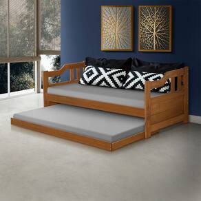 Sofa Cama Solteiro de Madeira com Cama Auxiliar Atraente Imbuia