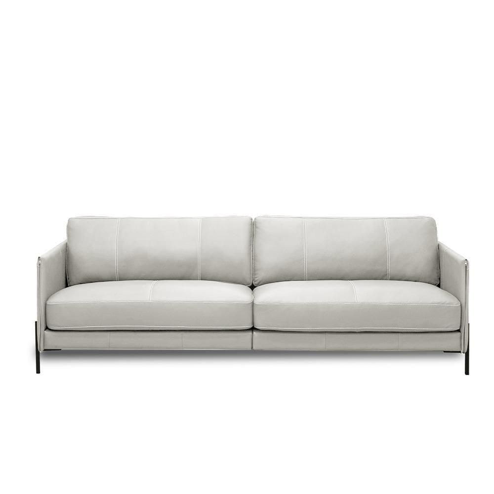 Sofá Decorativo Karine 4 Lugares Sala De Estar 270cm Pés Em Aço Couro Off White