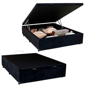 Cama Box Baú Viúva Serene Suede Preto 44x128x188