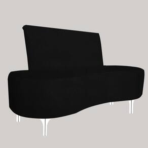 Sofá 2 Lugares Feijão Organico Pes Metal Cromados 140cm Preto