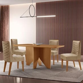 Mesa Evora 120 Mdf Canto Copo E Com 4 Cadeiras Safira Turim 07-naturalle-naturalle