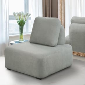 Poltrona Decorativa Santiago Sala De Estar Pés Em Madeira Bouclê Cinza