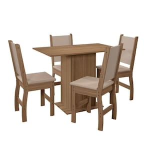 Conjunto De Mesa Com 4 Cadeiras Para Sala De Jantar Clara 108cm Madeirado / Savana Poliman Carvalho