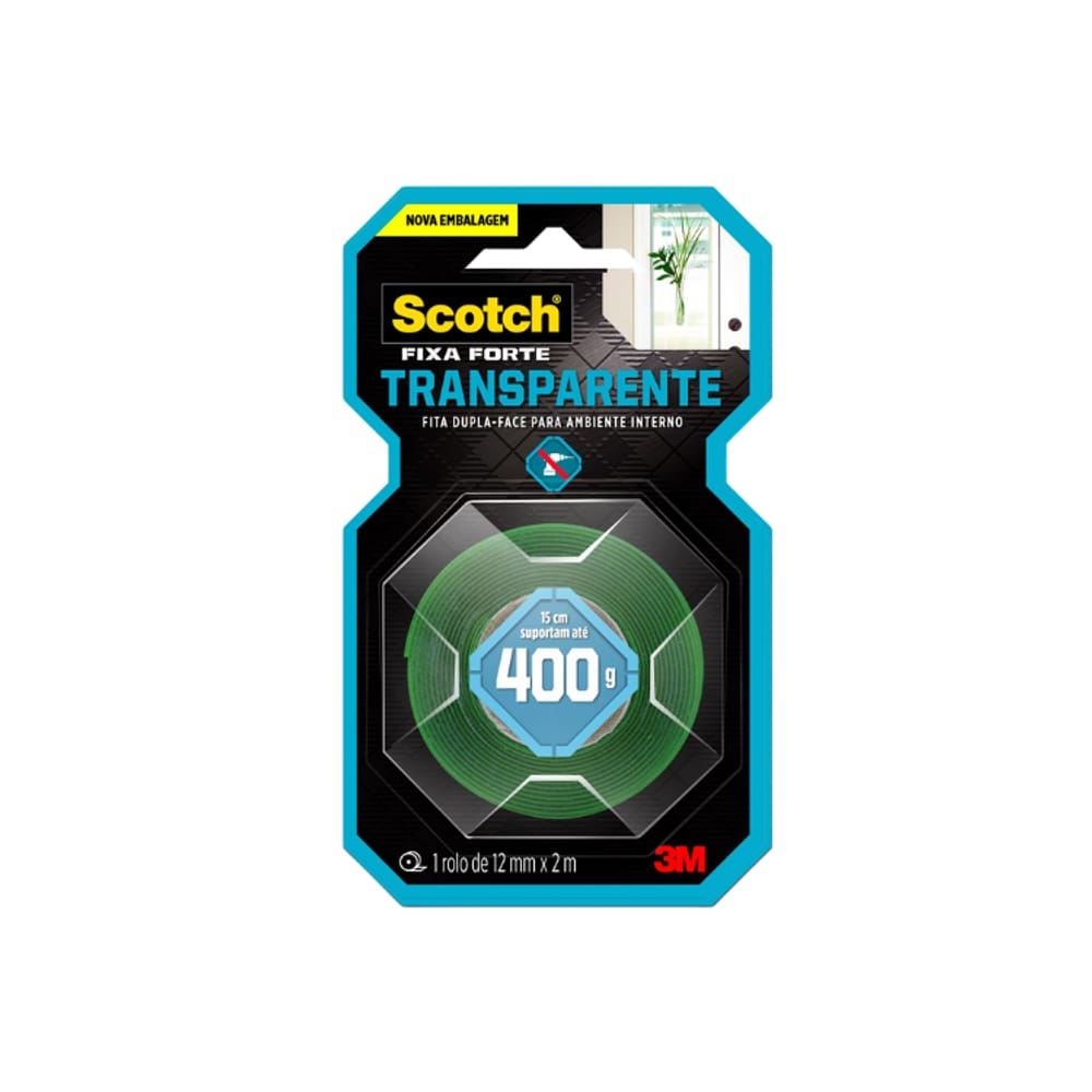 Fita Dupla Face Fixa Forte Transparente 12Mmx2m - 3M