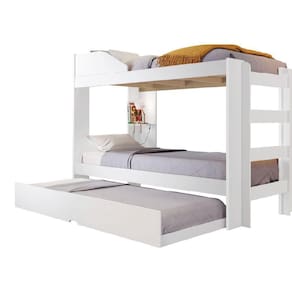 Beliche Solteiro Com Cama Auxiliar Malta Para Colchão Até 0,88m Branco Conquista Móveis