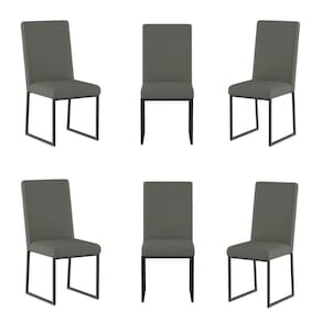 Kit 6 Cadeiras Para Mesa De Jantar Base Industrial Preto Balaqui Cinza