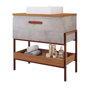 Gabinete Para Banheiro 80 Cm 100% Mdf 1 Porta Basculante Portinari Mgm Móveis Cimento/freijo Cimento/freijo