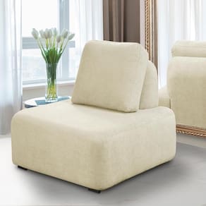 Poltrona Decorativa Santiago Sala De Estar Pés Em Madeira Bouclê Off White