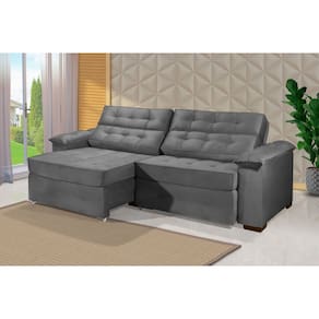 Sofá Retrátil e Reclinável 2,30m ESTILO ESTOFADOS - PARIS 2 módulos com Velusoft D33 "CINZA"