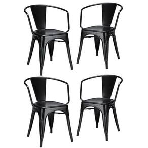 Kit 4 Cadeiras Iron Tolix Francesinha Industrial Com Apoio De Braços Pretas