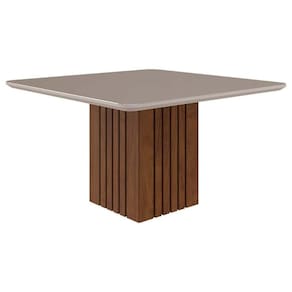 Mesa De Sala Jantar Ana + Tampo Vidro 130x130cm Savana C- Off White