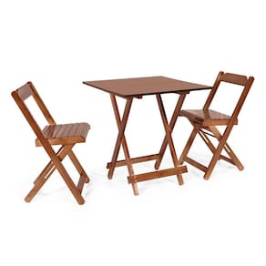 Conjunto Dobrável 70 X 70 Com 2 Cadeiras Dobráveis Imbuia - M.b Móveis
