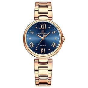 Relógio De Pulso De Aço Inoxidável Feminino Minimalista Criatvo Impermeavel Azul