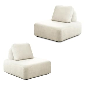 Kit 2 Poltronas Decorativas Santiago Sala De Estar Pés Em Madeira Bouclê Branco