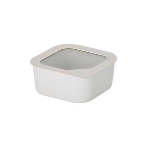 Pote Quadrado De Cerâmica - Tampa De Vidro - 900ml - Fika One - Cor Branco