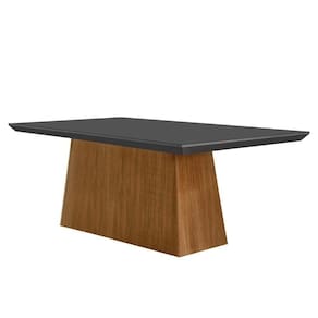 Mesa De Sala Jantar Luna + Tampo Vidro Curvo 180x90cm Grafite imbuia Rufato