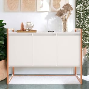 Buffet 3 Portas Sala De Estar Lisboa Branco Cobre Branco Cobre