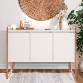 Buffet Aparador 3 Portas Sydney Branco Cobre Branco Cobre